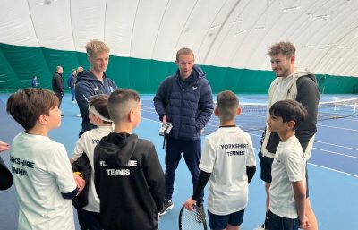 Boys county tennis training with tennis coaches