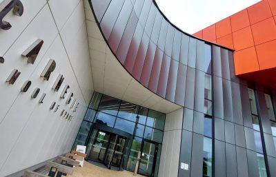 Exterior of sports centre building