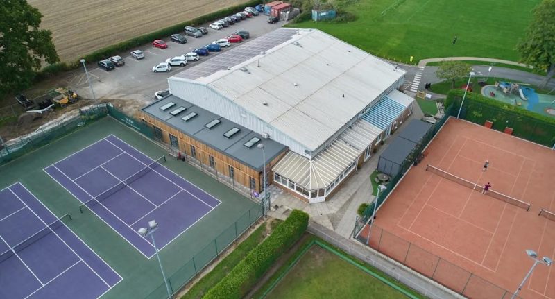 Aerial view of tennis club and courts