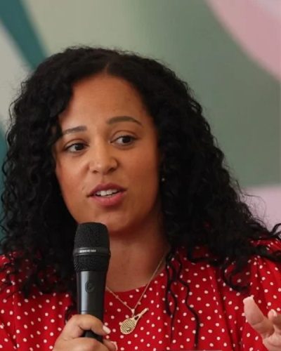 Woman with microphone